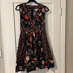 Kate Spade Black Mixed Blossom Fit and Flare Floral Dress - size 8